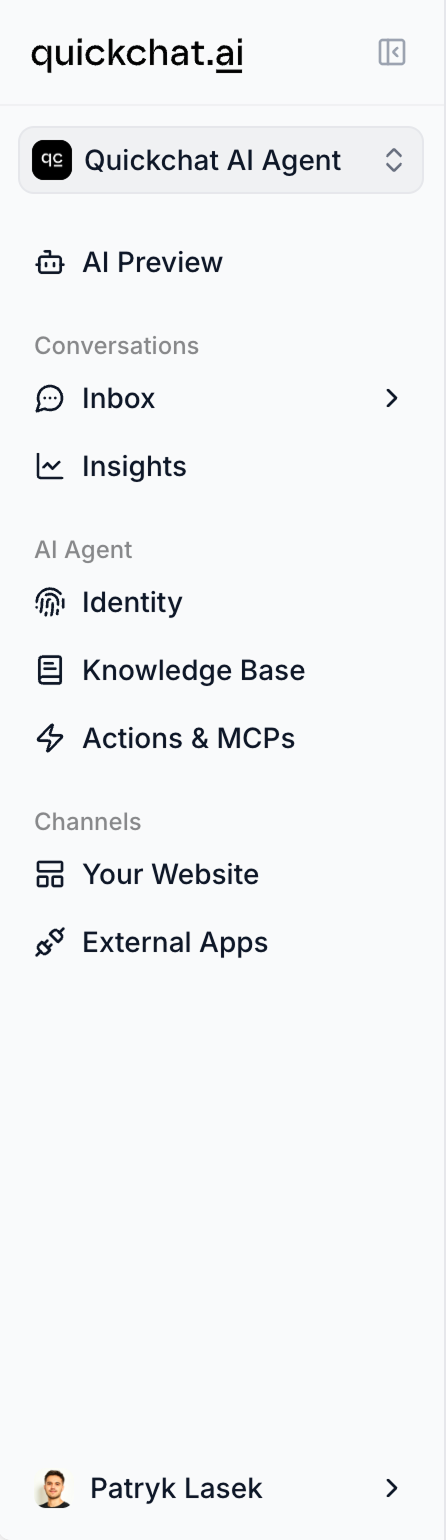 App sidebar