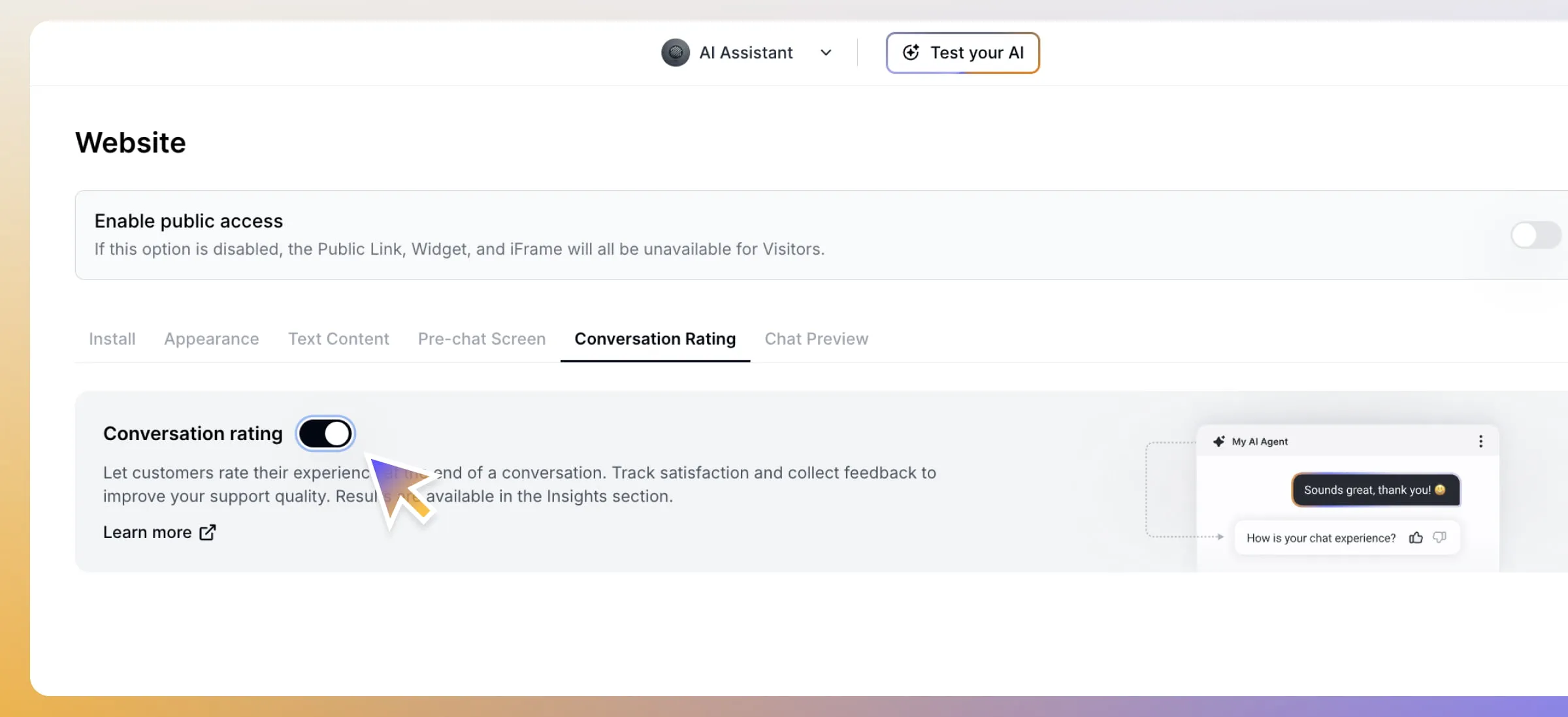 Conversation Rating switch