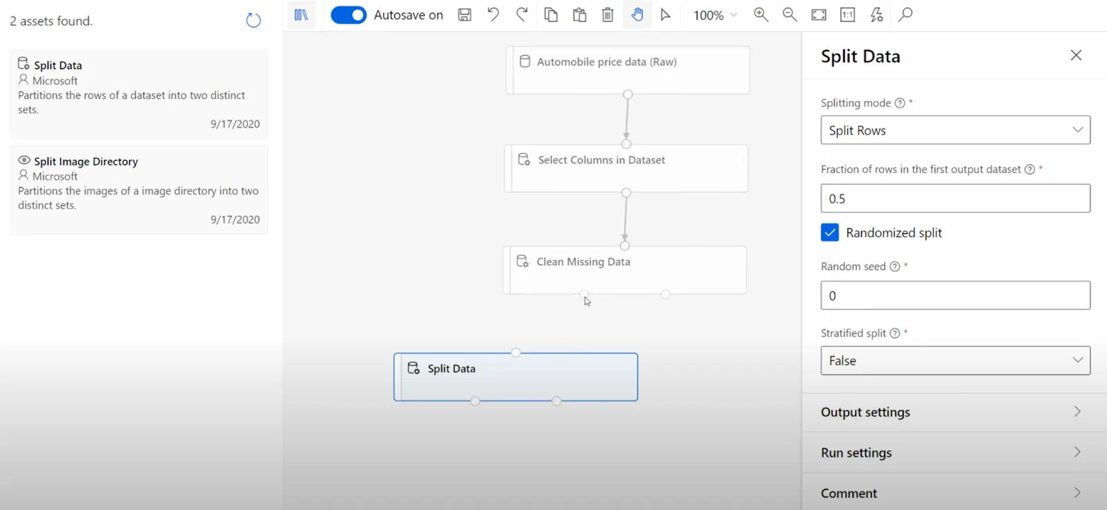 Azure ML Studio interface