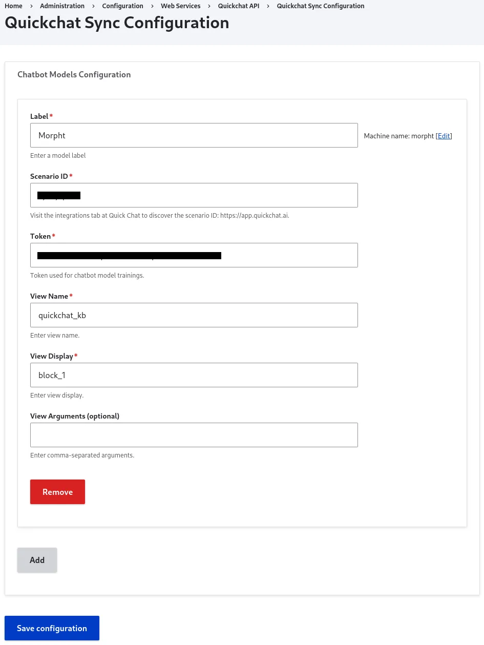 Configure Quickchat knowledge base view