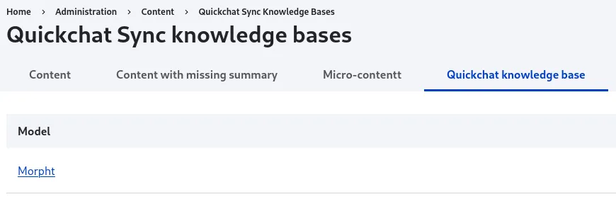 List of configured models