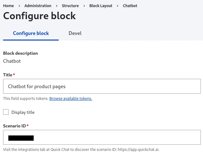 Configure Quickchat scenario_id