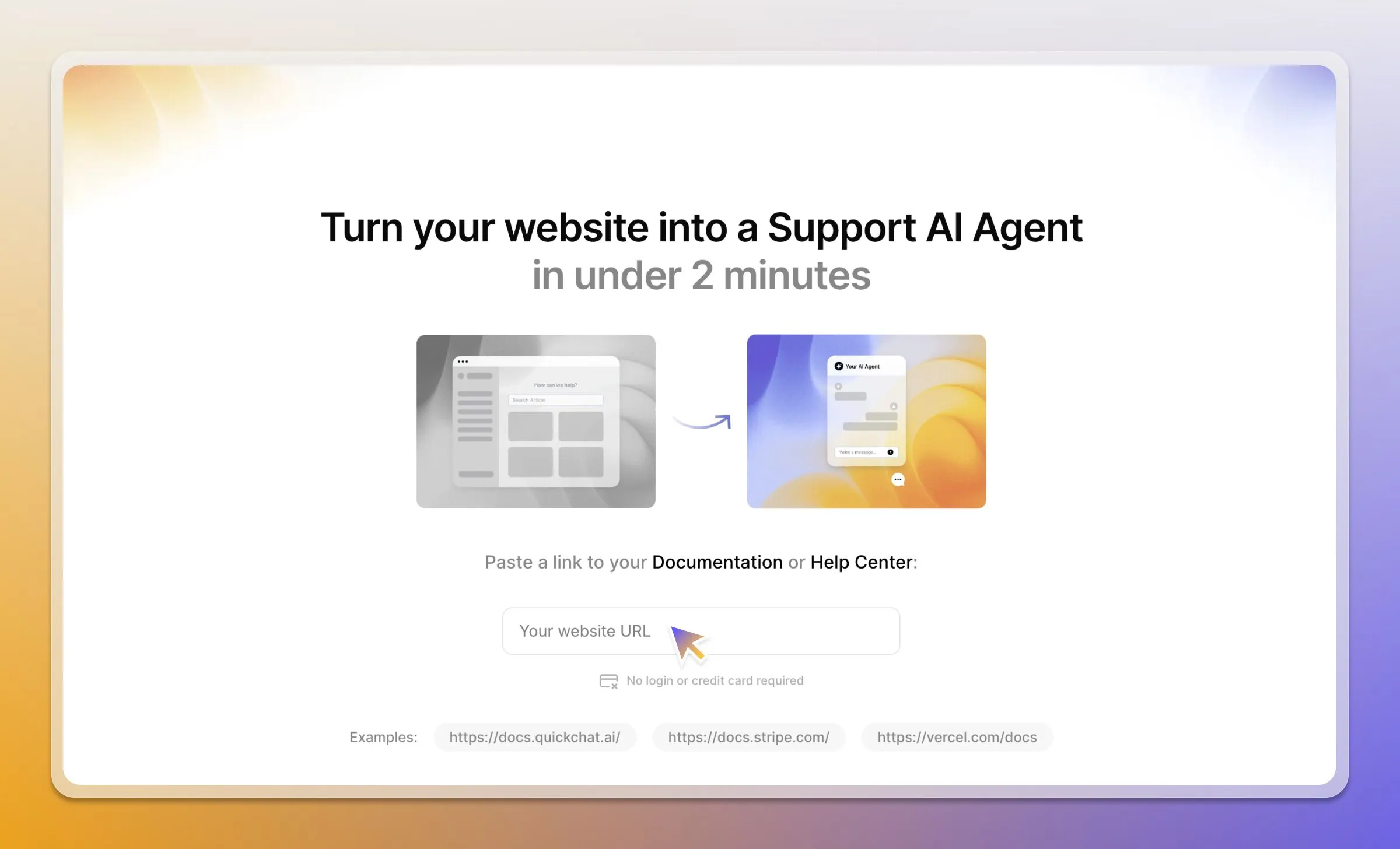 A screenshot Of Build AI Support Agent from your documentation tool