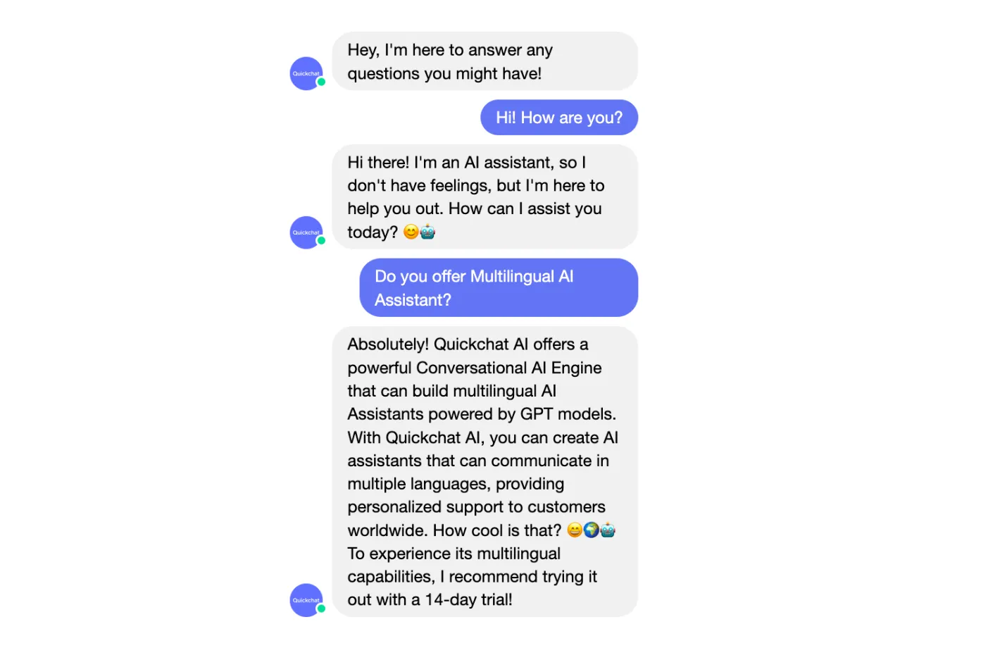 Example conversation using AI Guidelines