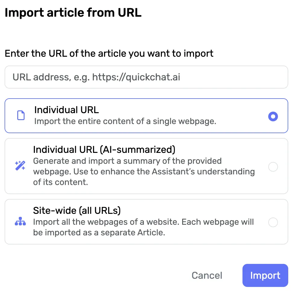 Sometimes, you only need specific pages to build your Knowledge Base