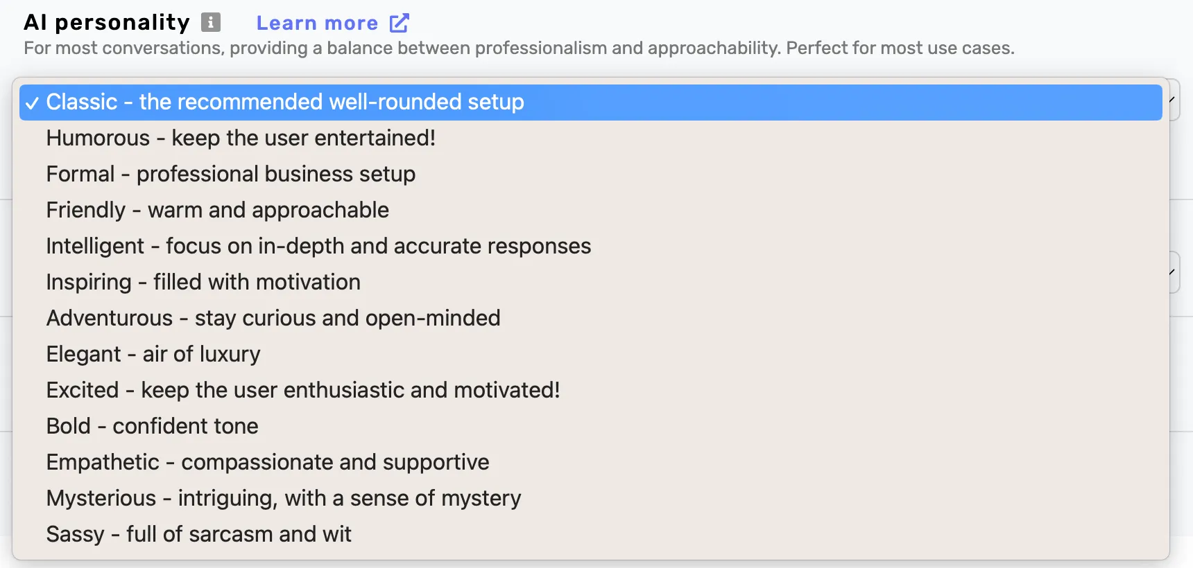Diverse range of pre-built AI personalities