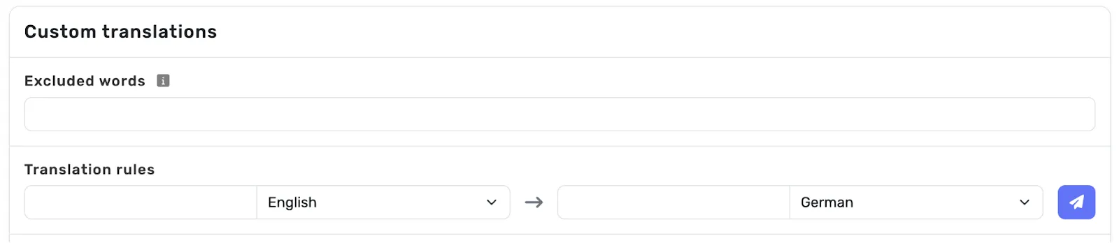 Custom translations settings