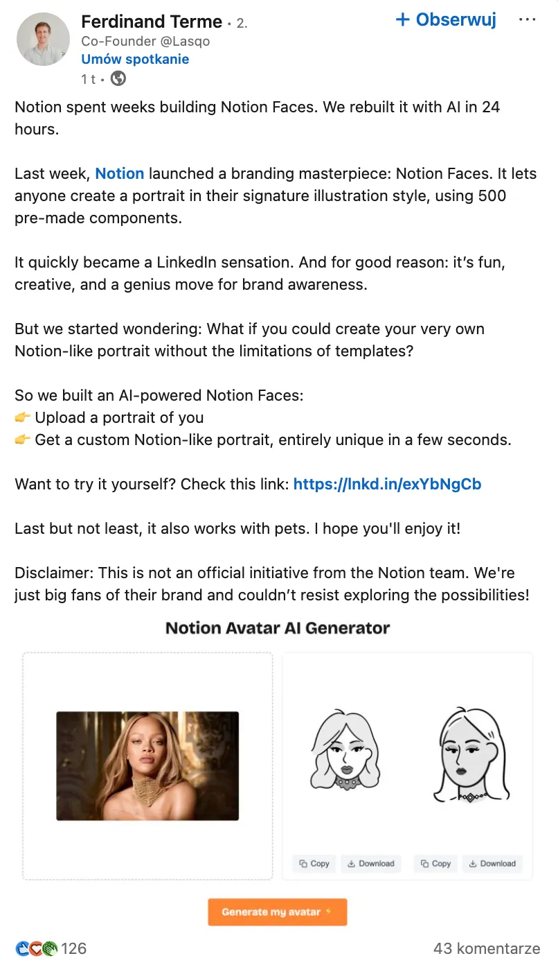 Notion-style AI-generated portrait example