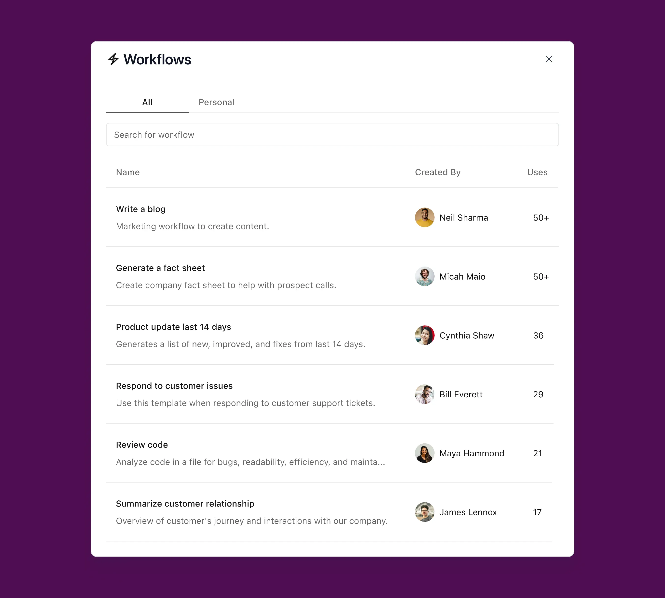 Dashworks pre-built workflows