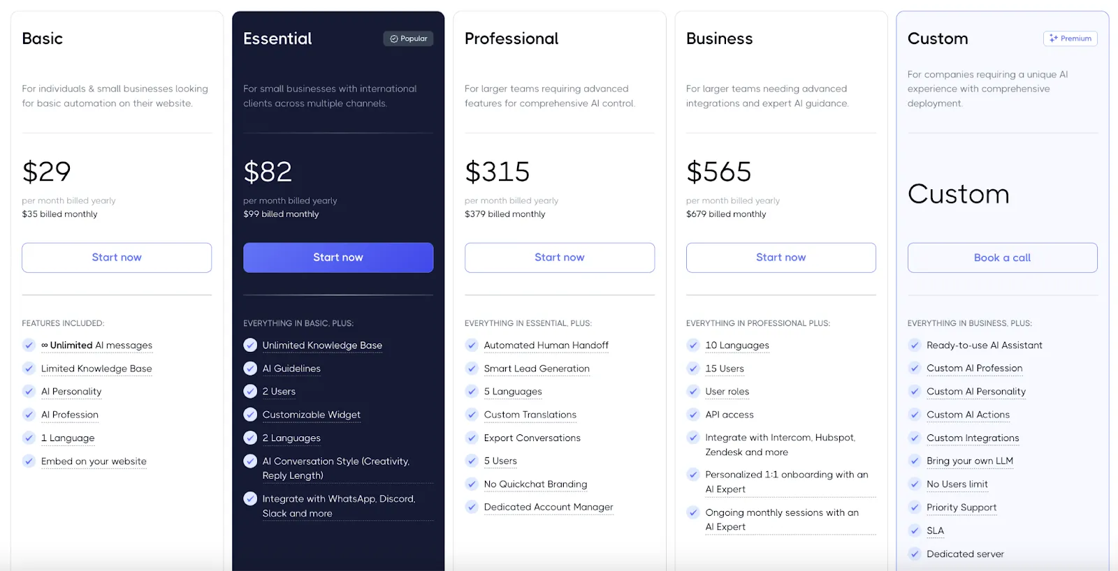 Quickchat AI pricing