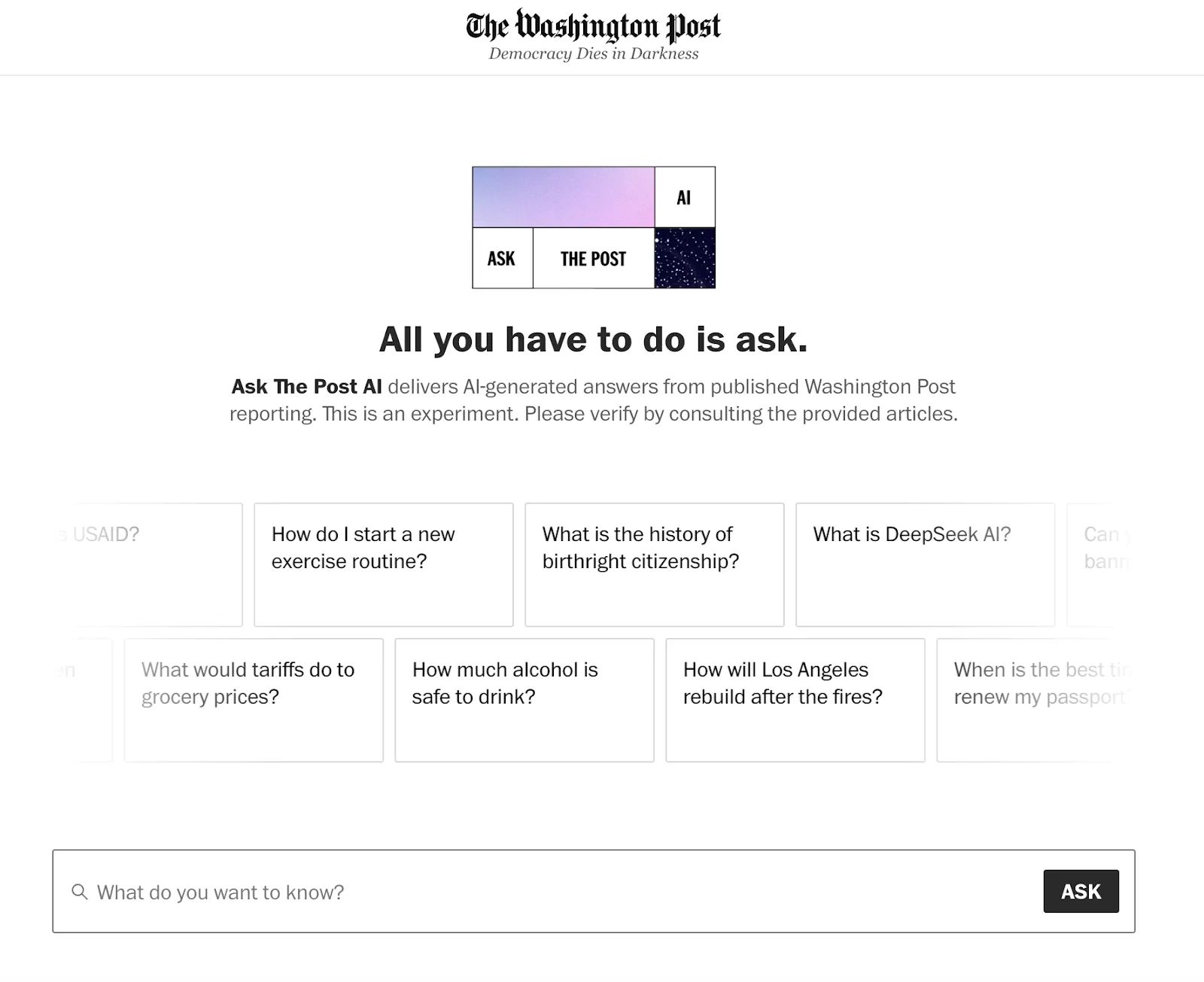 A screenshot of the Ask the Post