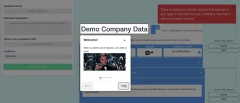 Magic Sales Bot interface generating personalized emails