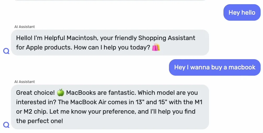 Viewing conversation in the Quickchat interface