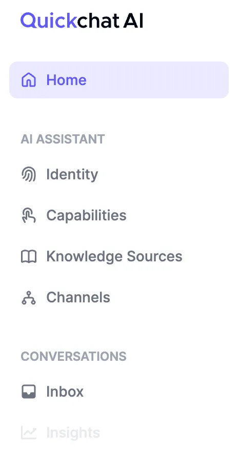 Screenshot of the Quickchat AI customization interface