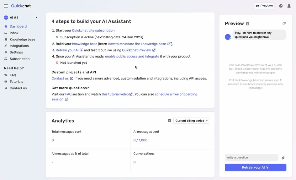 Zendesk turn on the integration